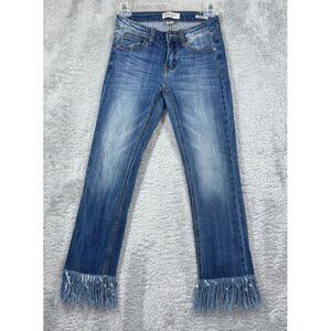 Judy Blue Denim‎ Cropped Fit Fringe Hem Low Rise Jeans Size 0 or 24 Women's